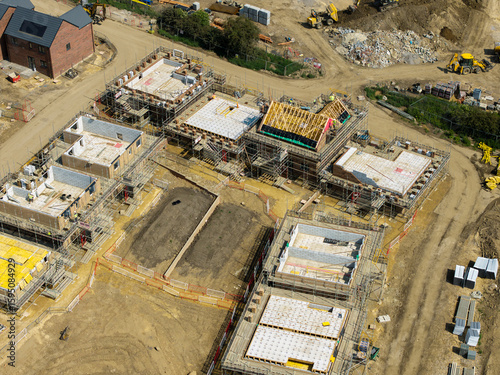 Fotografie Building site for new houses with foundations laid, England