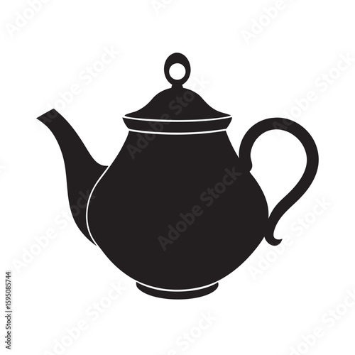 silhouette teapot on white background