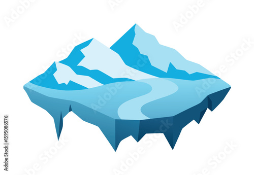 Frozen Glaciers Aerial View Flat Design Vector for Nature and Landscape Clipart