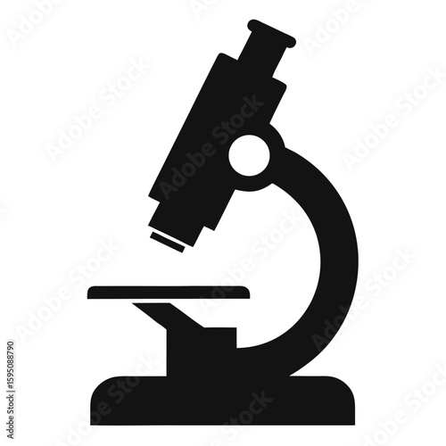 Simple silhouette of a scientific microscope isolated on white background