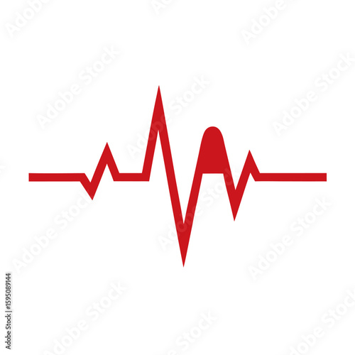 A simple black heartbeat pulse line graphic isolated on white background