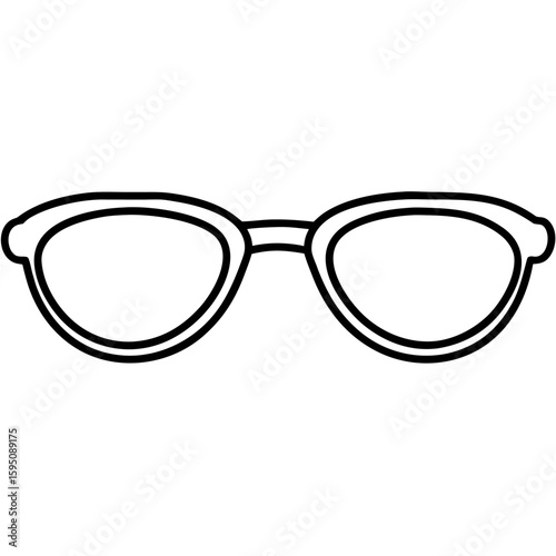 Simple line art drawing of eyeglasses with a classic frame design isolated on white background