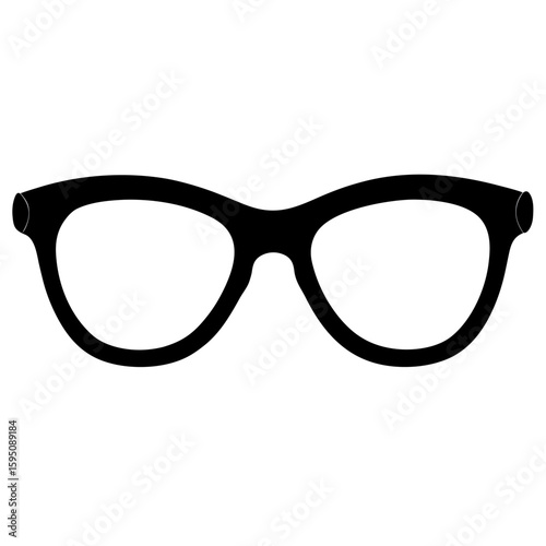 Classic silhouette of a pair of eyeglasses isolated on white background