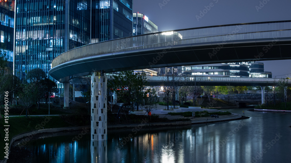 Naklejka premium Architecture in Shanghai Hongqiao at night