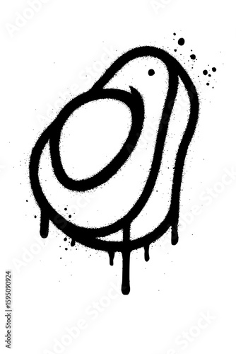 Abstract Black Graffiti Style Tag Element with Drips
