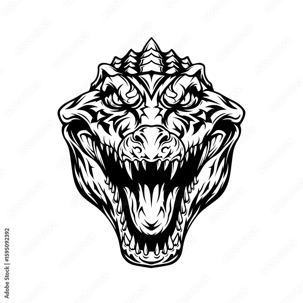 Fototapeta premium Alligator Graphic Illustration Detailed Vector Image of a Powerful Reptile Showing its Jaws