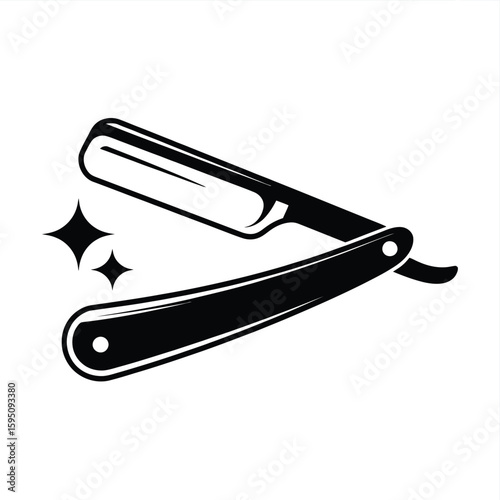 Classic straight razor with sparkles