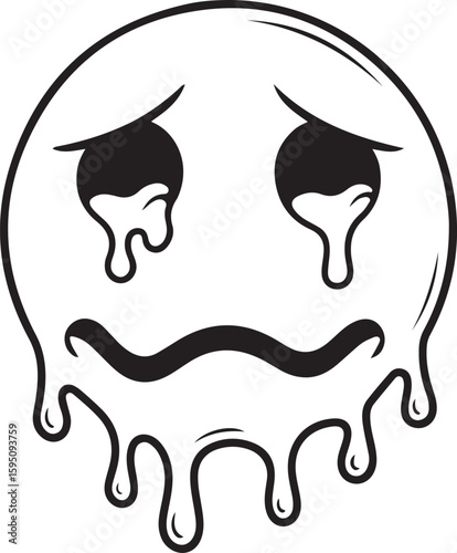 Melting sad face emoji silhouette