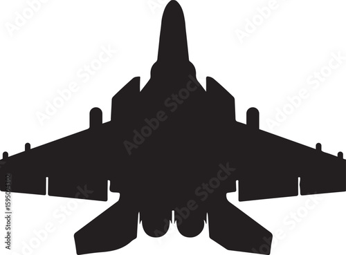 Top view silhouette of a modern fighter jet aircraft