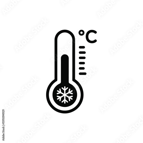Thermometer icon showing cold temperature and snowflake