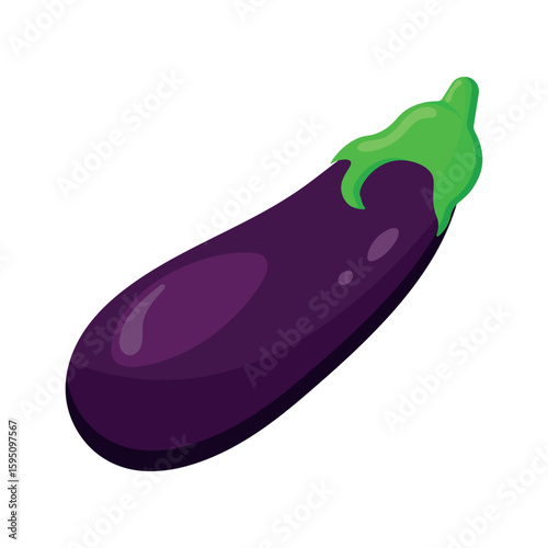 Isolated eggplant on transparent background. Farm vegetables. Eggplant icon. Aubergine  illustration. Design element for  cooking theme, cafe, restaurant. Flat cartoon style.Vector illustration.