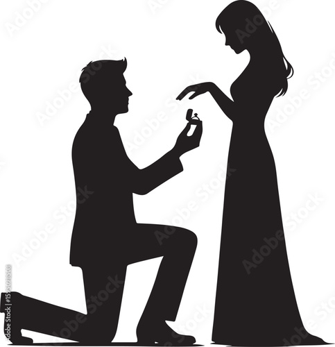 Romantic Marriage Proposal - Silhouette of Man Proposing to Woman
