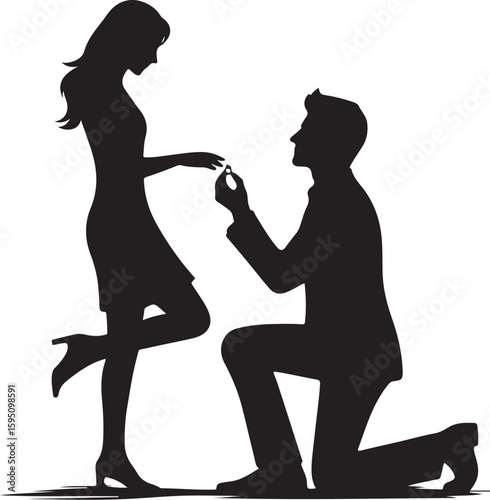 Romantic Marriage Proposal - Silhouette of Man Proposing to Woman