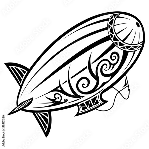 A vintage airship floats through the sky