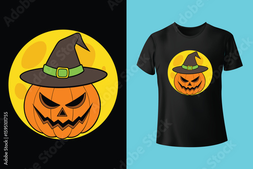 a halloween - themed t - shirt design featuring a black shirt with the text you're a monster and a black bat, surrounded by yellow and orange pumpkins and a black poster 