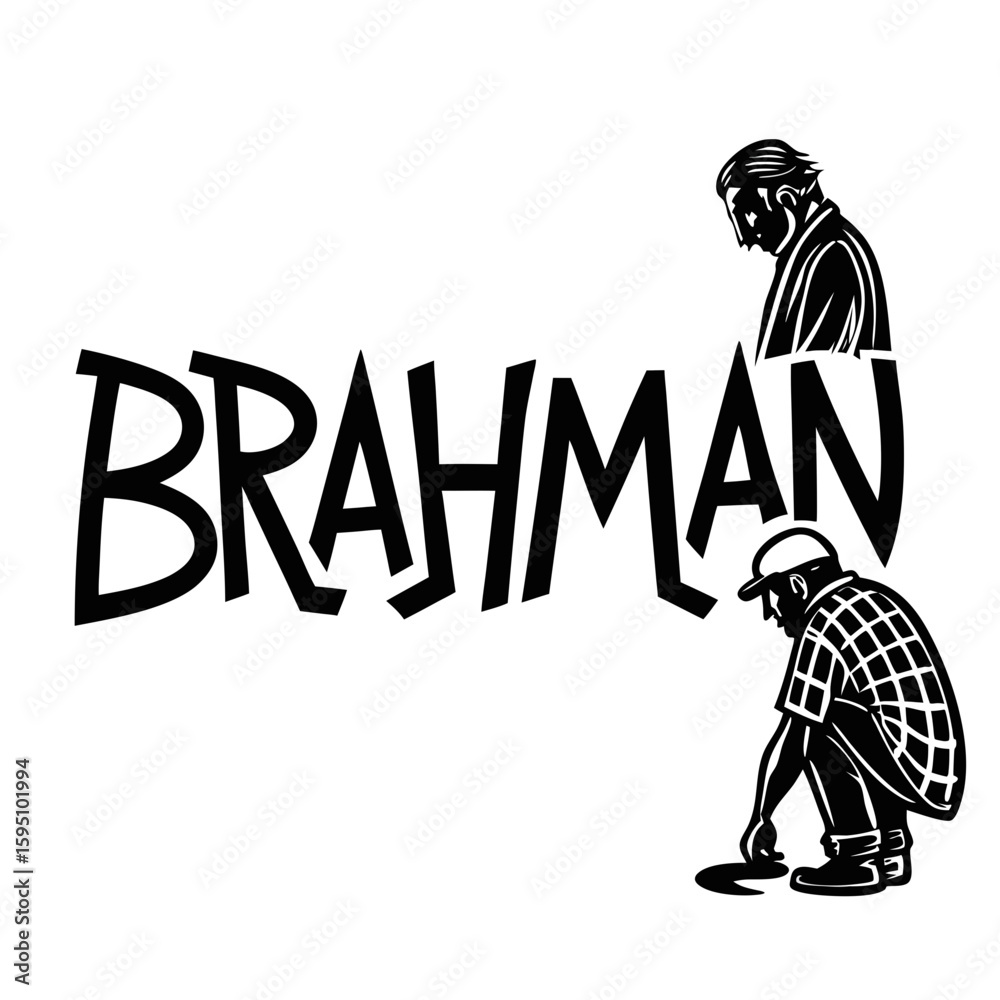 Obraz premium Brahman word with two men illustration