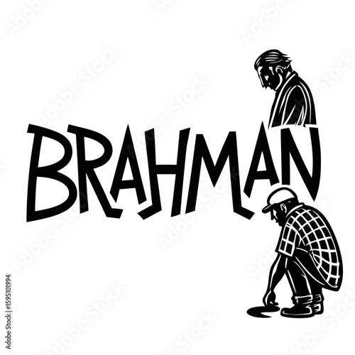Brahman word with two men illustration