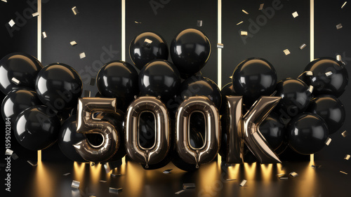 Golden 500K Celebration with Balloons