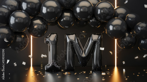 Golden 1M Celebration with Balloons