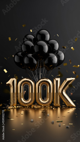Golden 100K with Black Balloons