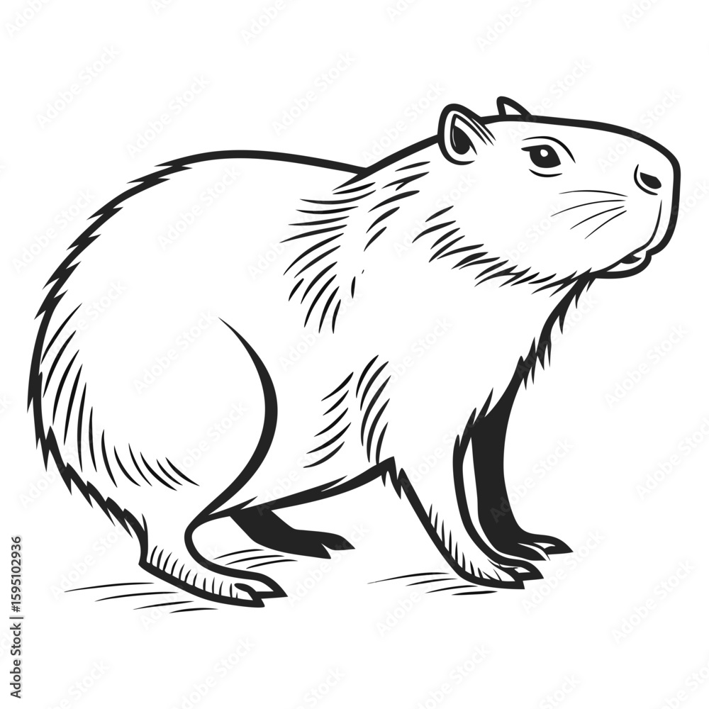 Fototapeta premium Stylized capybara illustration with detailed fur texture
