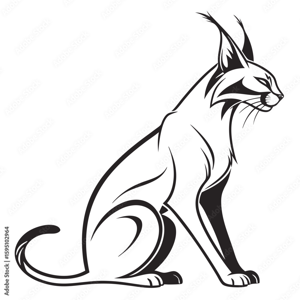 Obraz premium Caracal sitting gracefully with pointed ears