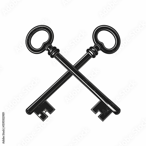 Crossed vintage keys illustration showcasing security unlock and medieval charm