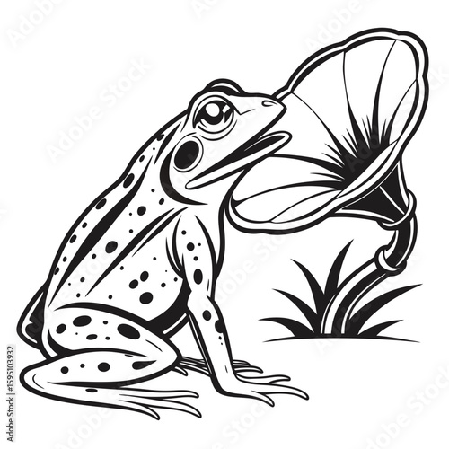 Wallpaper Mural A frog sits near a vintage gramophone, appearing to listen Torontodigital.ca