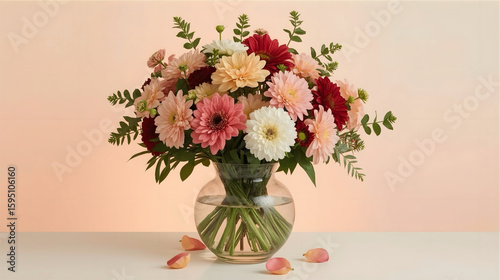 Wallpaper Mural Experience timeless elegance with this vibrant bouquet of mixed flowers, delicately arranged in a crystal-clear vase. Soft petals in pink, yellow, and red radiate serenity and style Torontodigital.ca