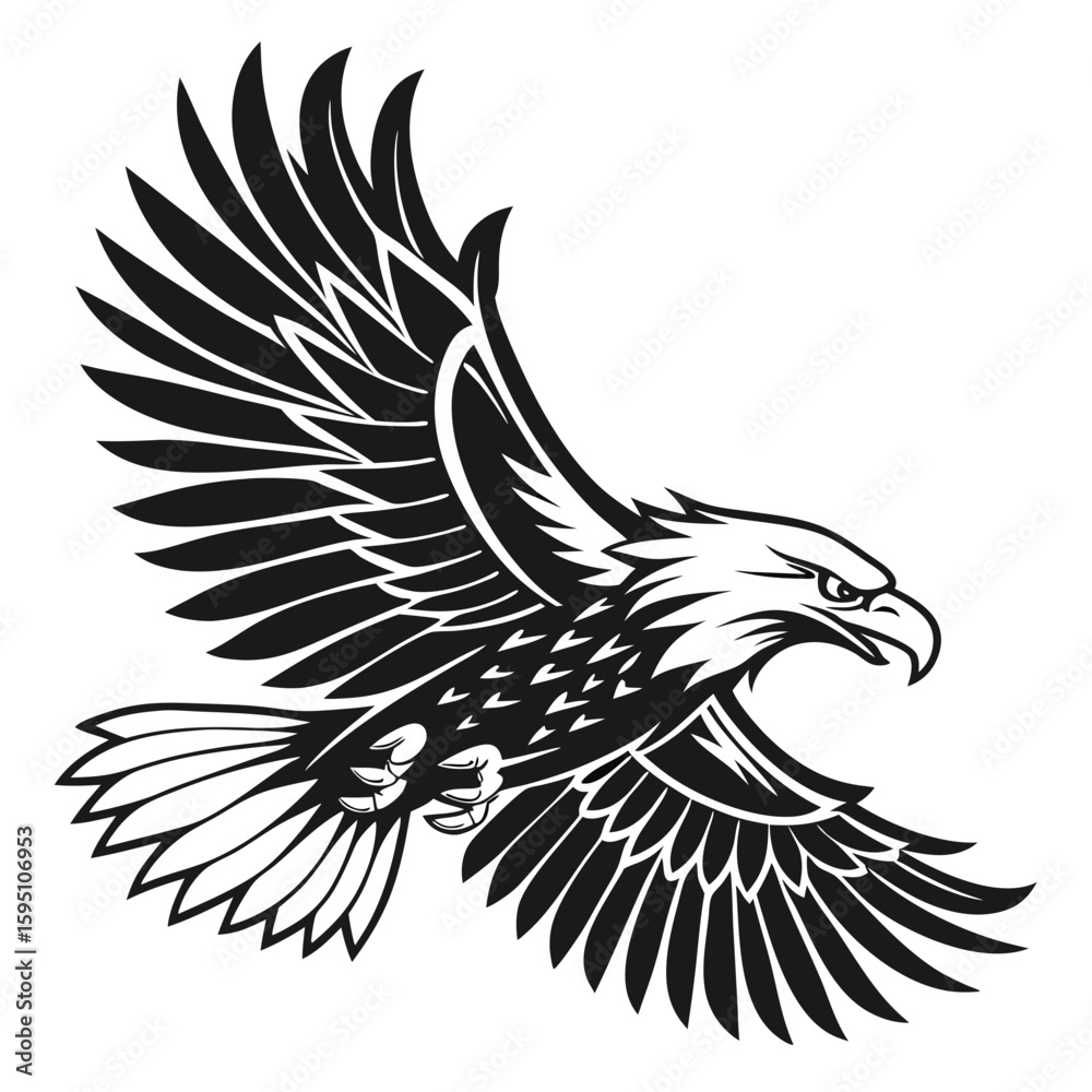 Obraz premium An eagle in flight, with wings spread wide