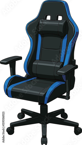 青いゲーミングチェアのイラスト