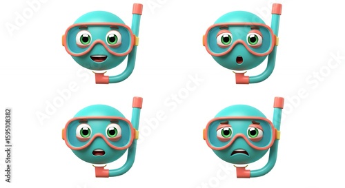 Wallpaper Mural Cartoon sphere faces with scuba goggles Torontodigital.ca