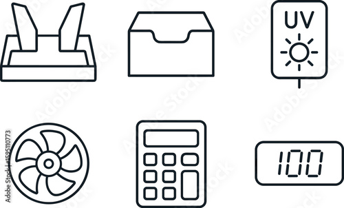 out stroke icon hopper feeder stacker pocket UV sensor bill separator wheel control keypad LED display mono icons style isolated