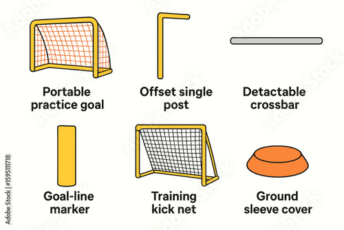 colo portable practice goal offset single post detachable crossbar goal marker training kick net ground sleeve cover perfect colo vector style isolated