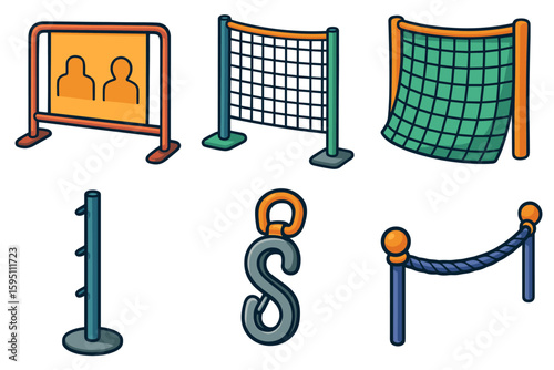 icons spectator barrier screen side divider net debris catch mesh high rise support mast quick release hook perimeter top rope style isolated