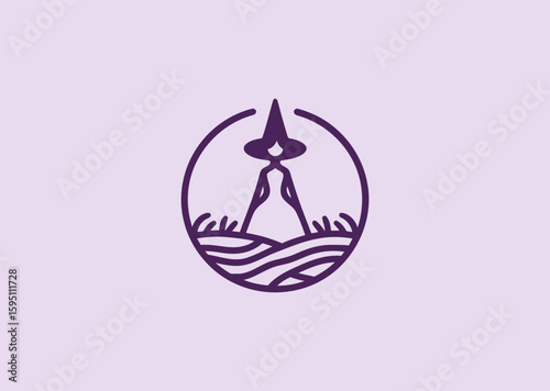 Minimal witch line logo for magical, fantasy, or mystical brand styles.