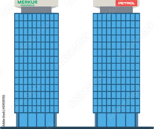 UNIS Towers Sarajevo – Vector Illustration of Iconic Twin Skyscrapers