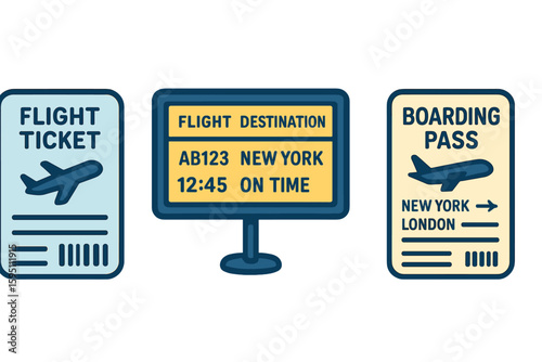f ticket digital screen with f info boarding pass perfect colo vector style isolated transparent