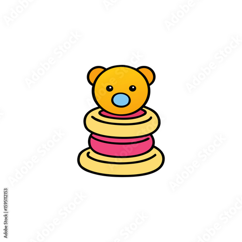 Cute cartoon teddy bear stacking toy with colorful rings