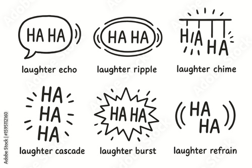 hand drawn cute doodle style isolated laughter echo laughter ripple laughter chime laughter cascade laughter burst laughter refrain