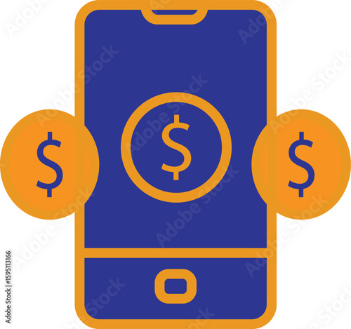 Mobile dollar icon representing mobile marketing performance and revenue tracking with transparent background