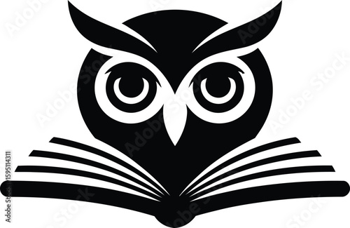 Black Owl Silhouette Above Open Book Illustration reading