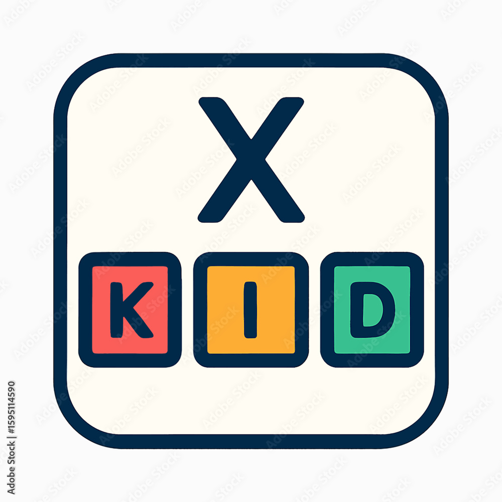 Fototapeta premium Playful alphabet blocks spell KID with large letter X above