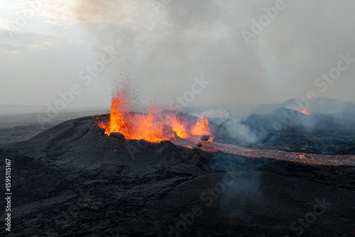 volcanic eruption on Iceland on Rekjanes Peninsula on July 18, 2025