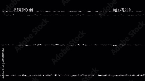 Rewind video cassette recorder. VHS video tape rewind. Alpha channel 4K video