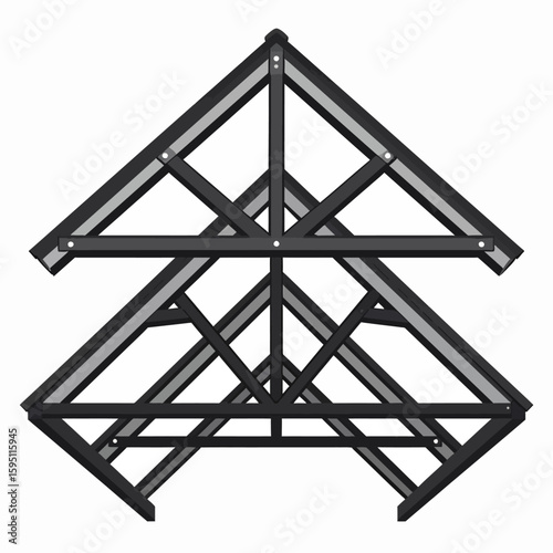 Geometric composition showcasing structural framework in a minimalist architectural design rendering