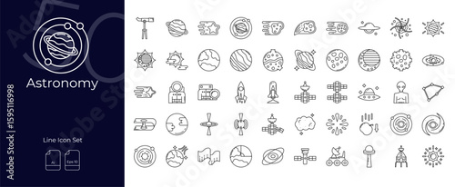 Astronomy Line Editable Icons set. Vector illustration in modern thin line style of Astronomy icons: space, galaxy, planet, etc