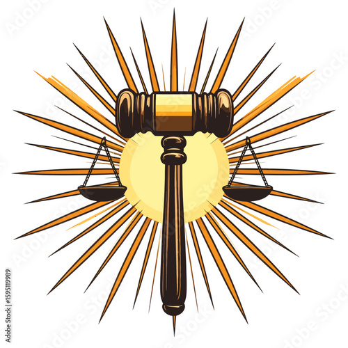 Iconic emblem of justice: radiating legal authority and upholding fairness through symbolic