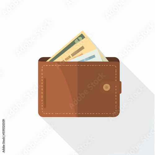 Illustration portraying a wallet filled with banknotes financial abundance and security