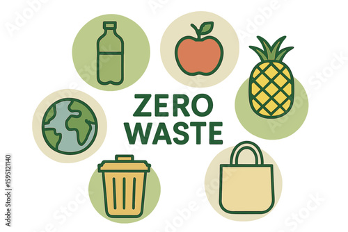 Hand drawn doodle illustration of ecological zero waste Instagram story highlight covers set and Instagram highlight icons